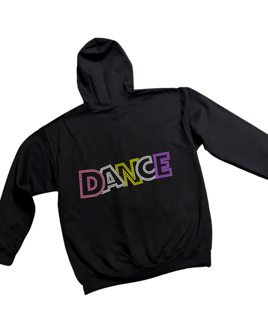 Dance Outline Rhinestone Zip-Up Hoodie