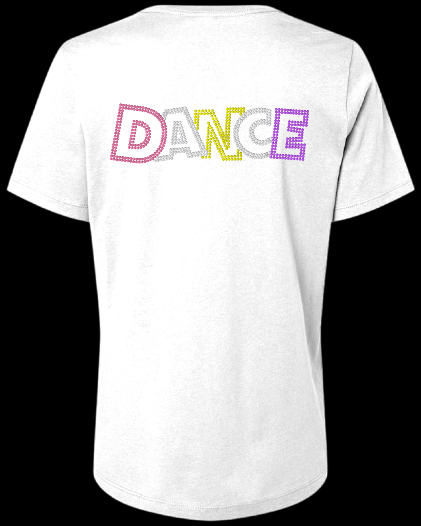 Dance Outline Rhinestone Womens Relaxed Short Sleeve T-Shirt