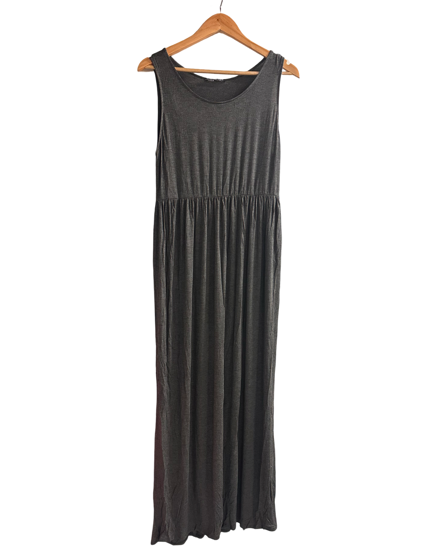 Shop Basic USA Sleeveless Empire Waist Maxi Dress With Pockets