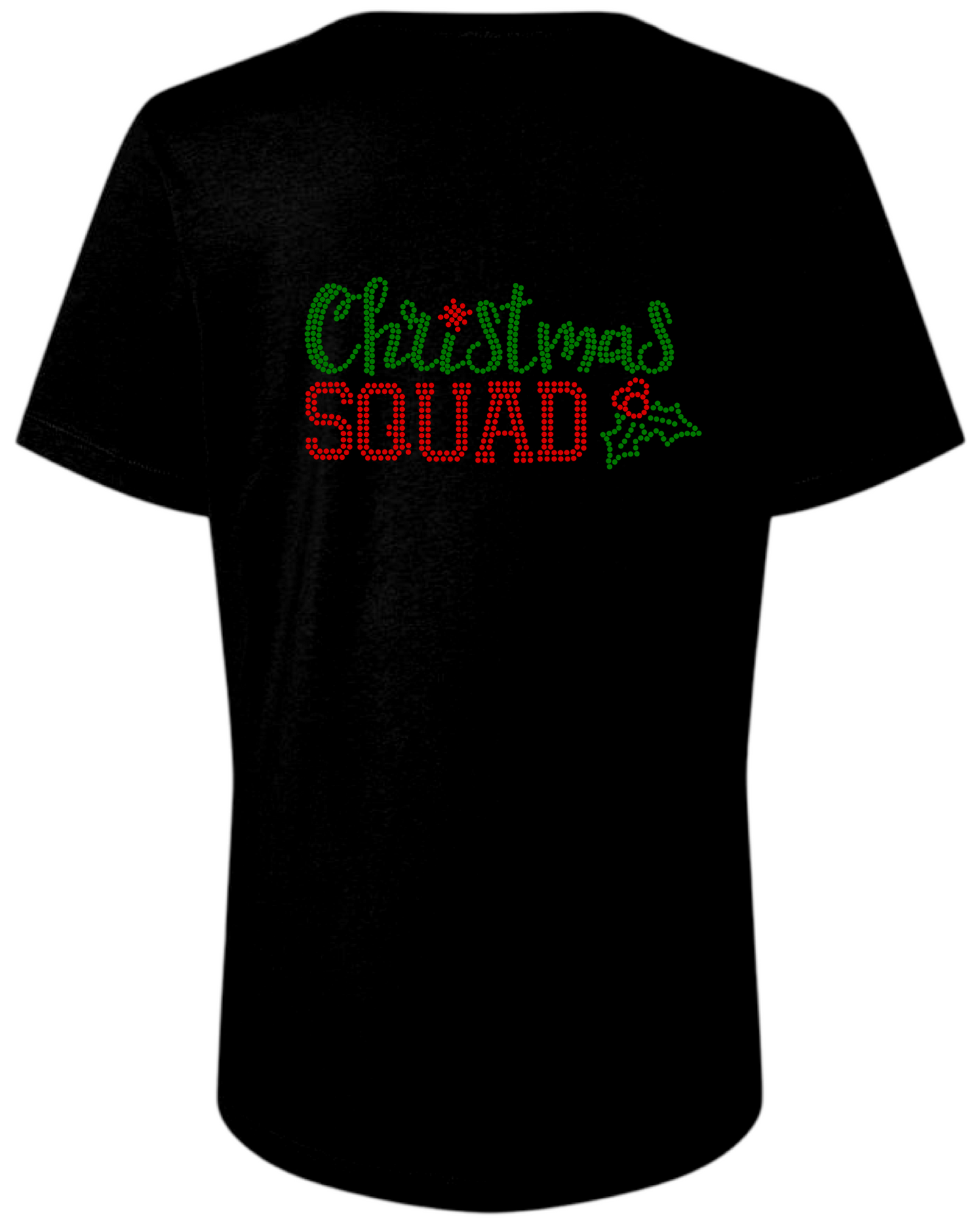 Christmas Squad Rhinestone Womens Relaxed Short Sleeve T-Shirt