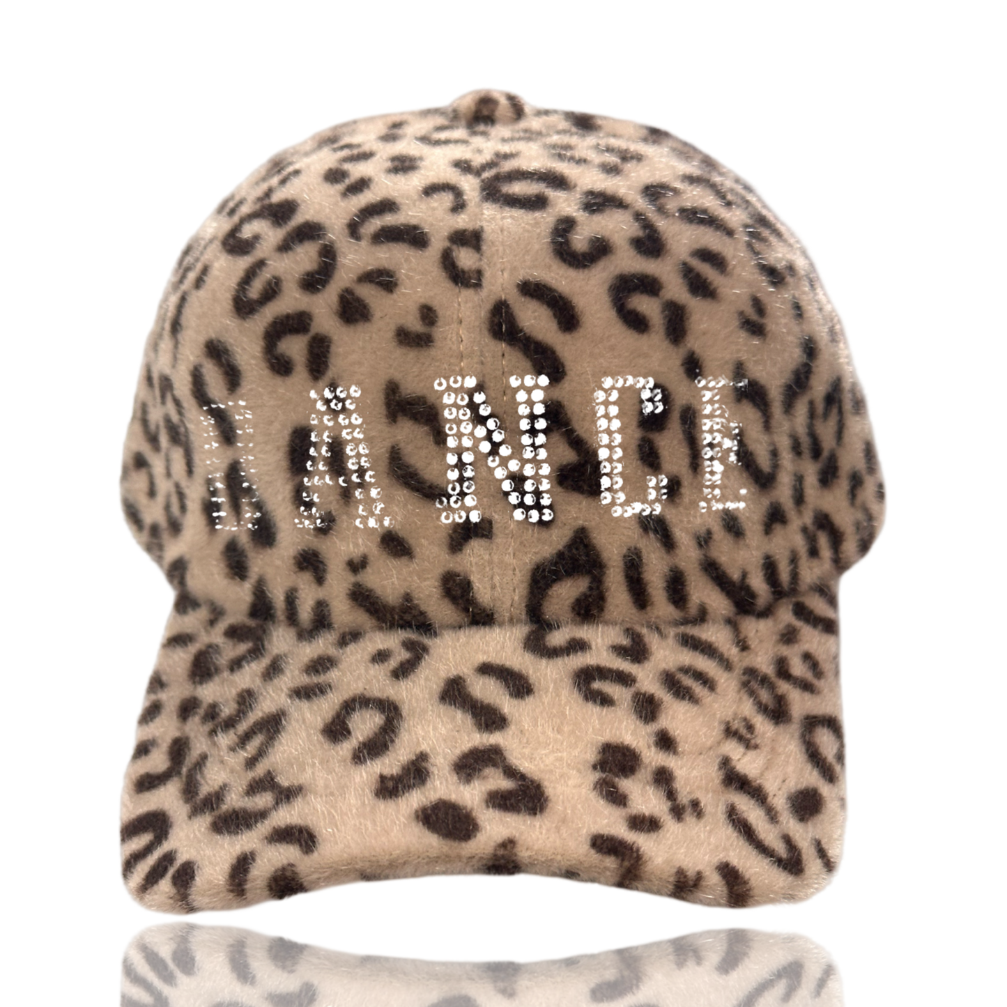 Dance Rhinestone Design Fuzzy Leopard Baseball Cap