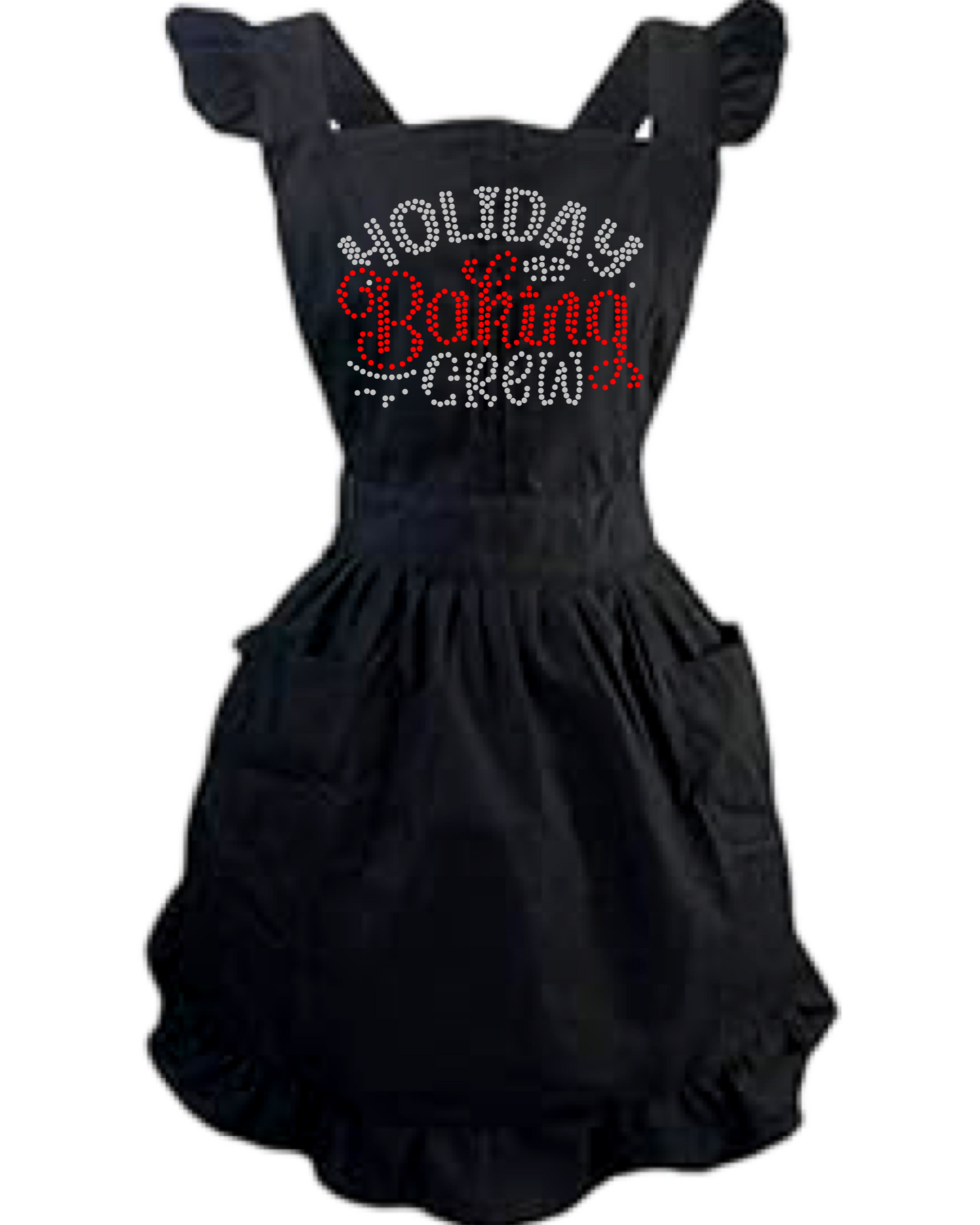 Holiday Baking Crew Spangle Design Retro Ruffle Apron