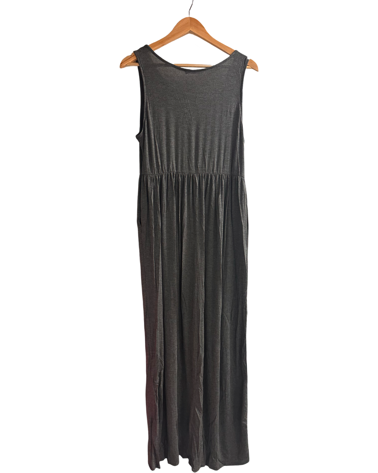 Shop Basic USA Sleeveless Empire Waist Maxi Dress With Pockets