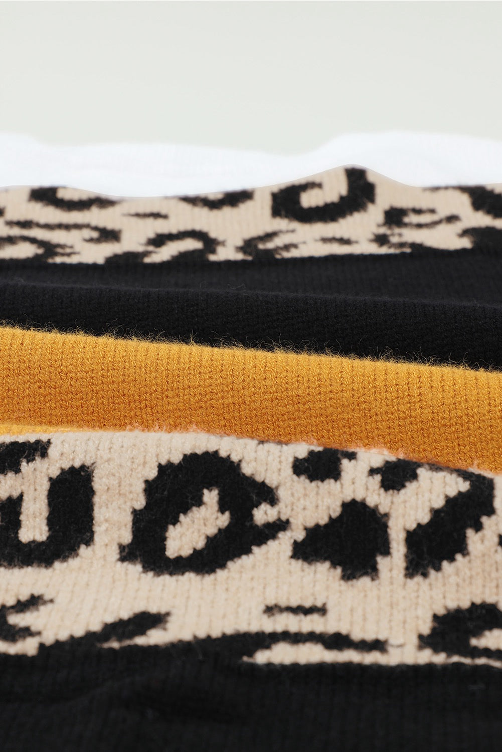 Crewneck Leopard ColorBlock Knit Pullover Sweater