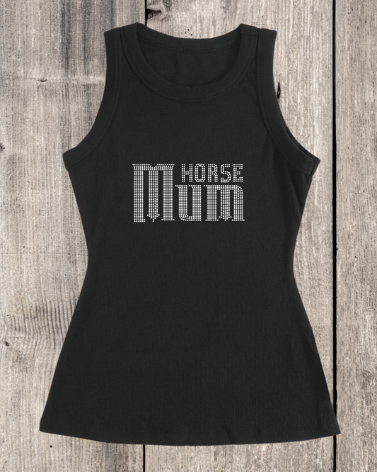 Horse Mum Rhinestone Ribbed Tank Top