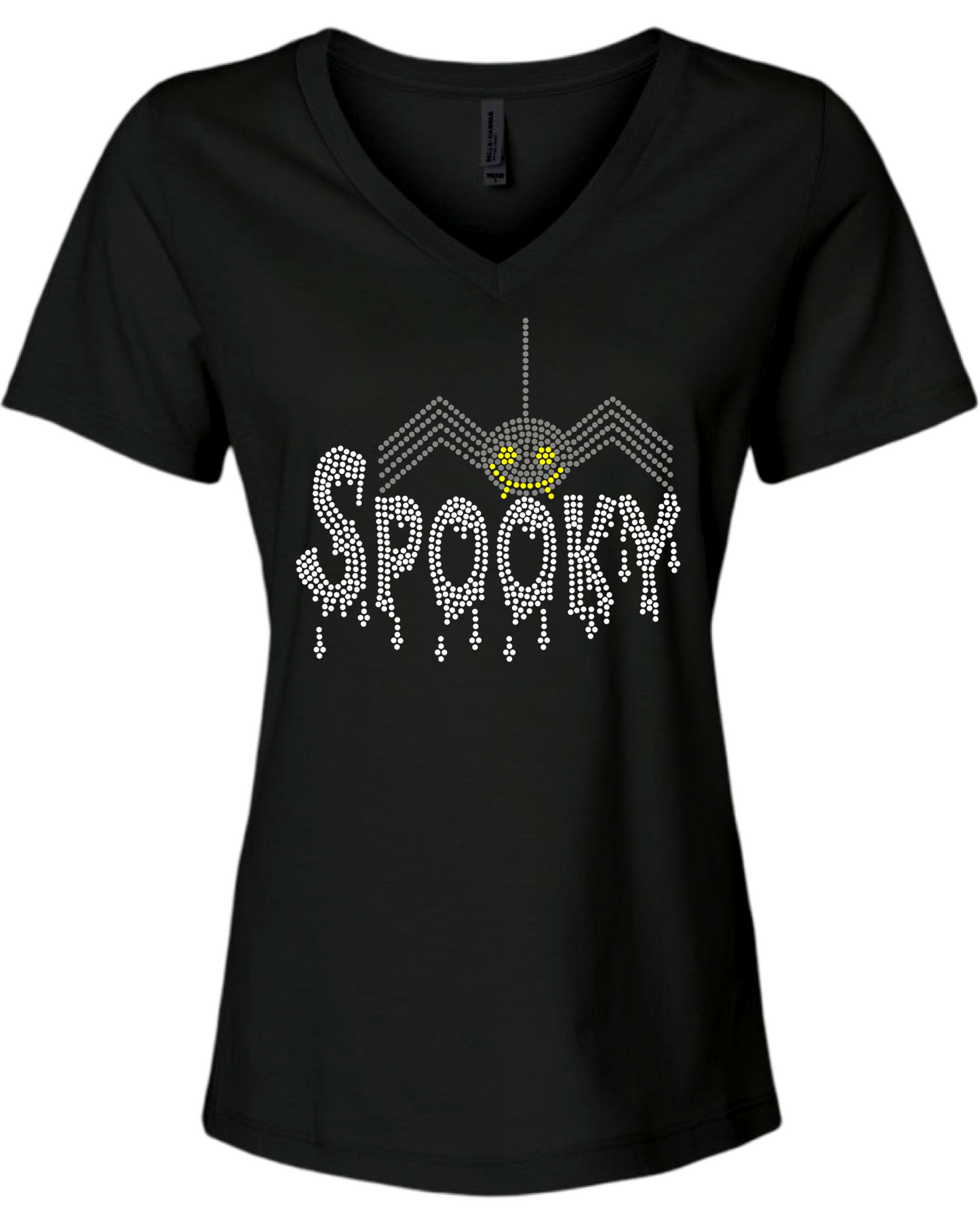 Spooky Rhinestone Womens Relaxed Short Sleeve T-Shirt