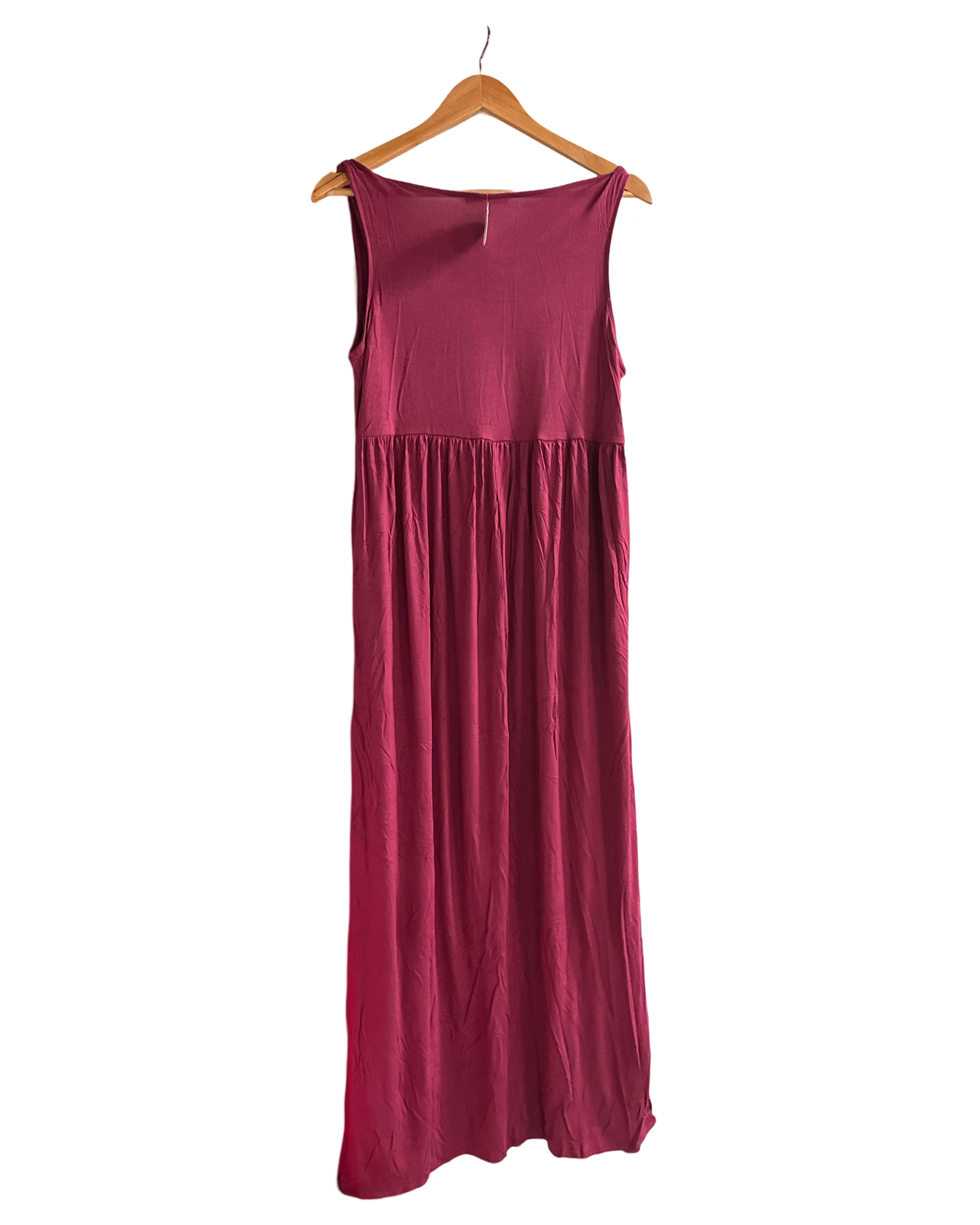 Shop Basic USA Sleeveless Empire Waist Maxi Dress With Pockets