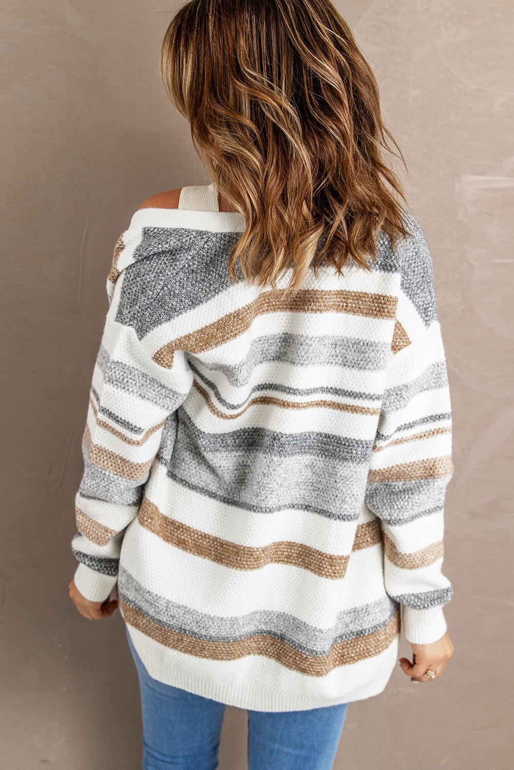 Open Front Colorblock Cardigan