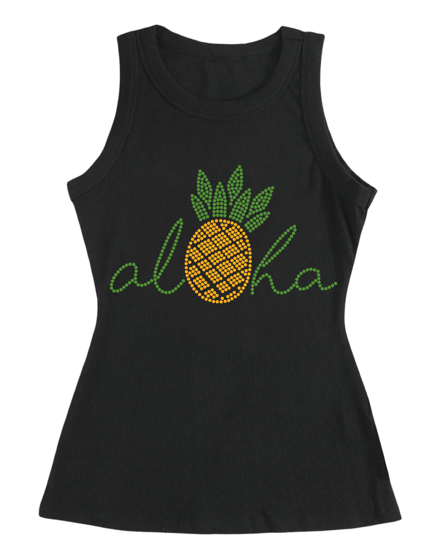 Aloha Rhinestone Ribbed Tank Top