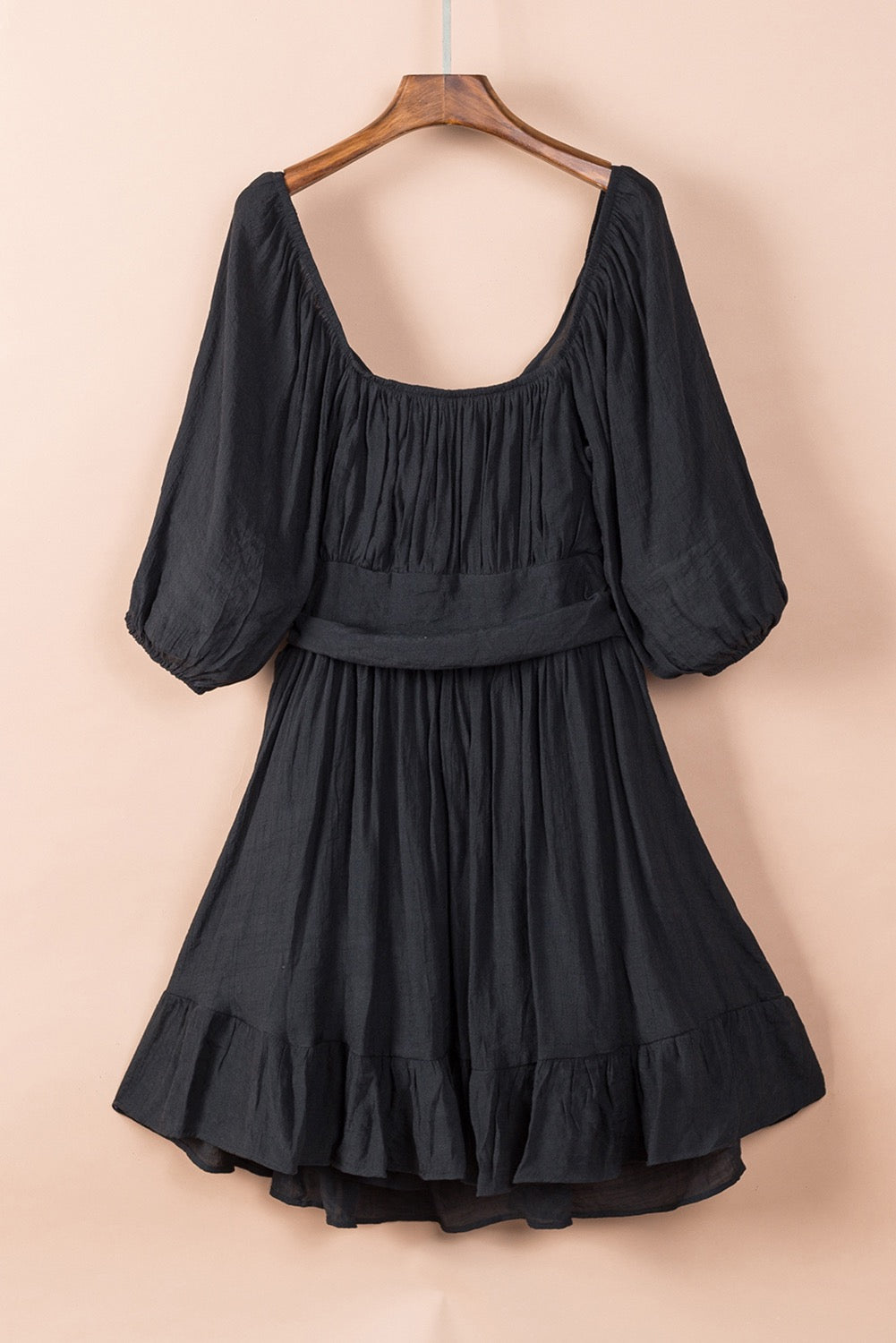 Bow Knot Square Neck Ruffle Dress