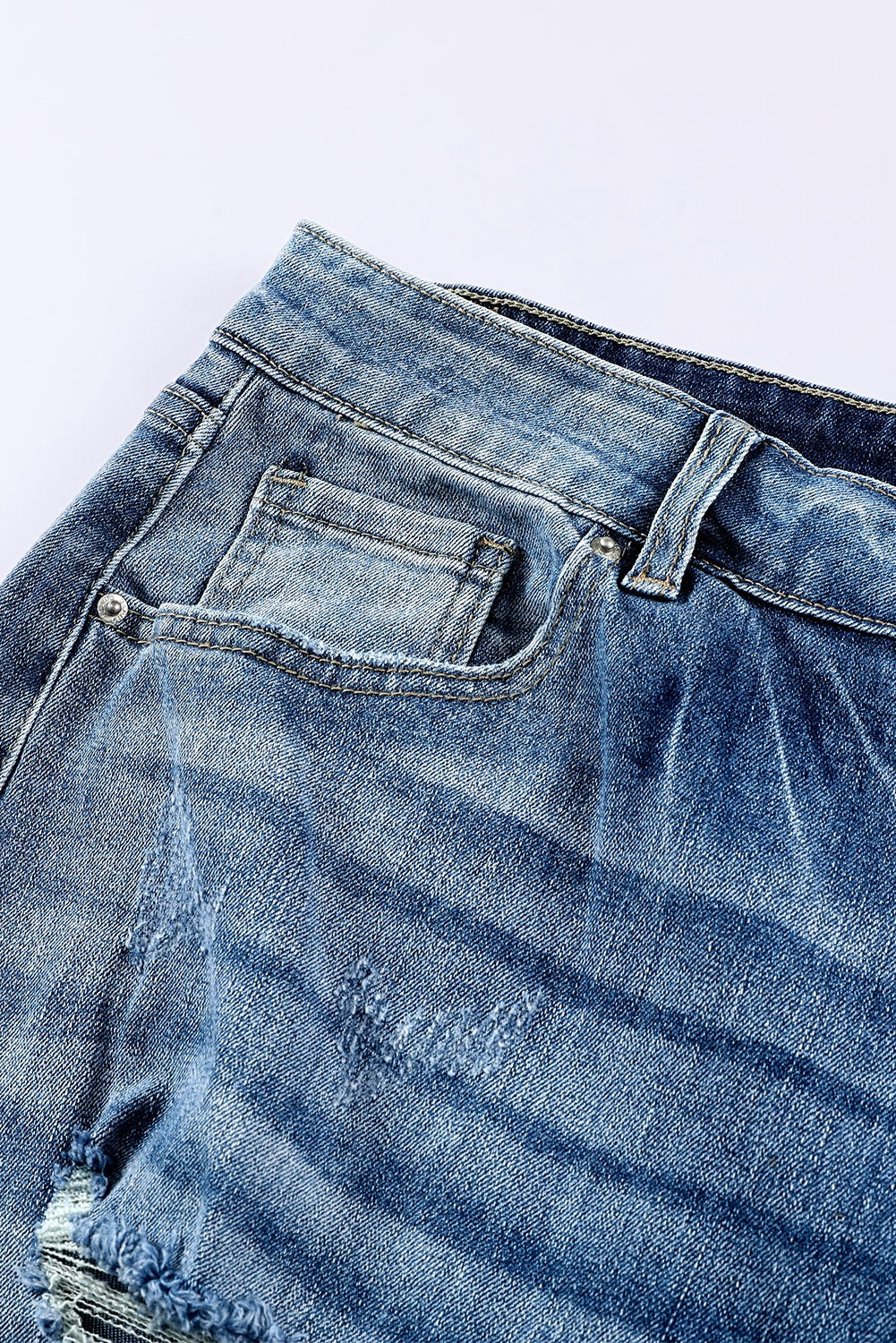 Plus Size Blue Distressed Slit Vintage Jeans