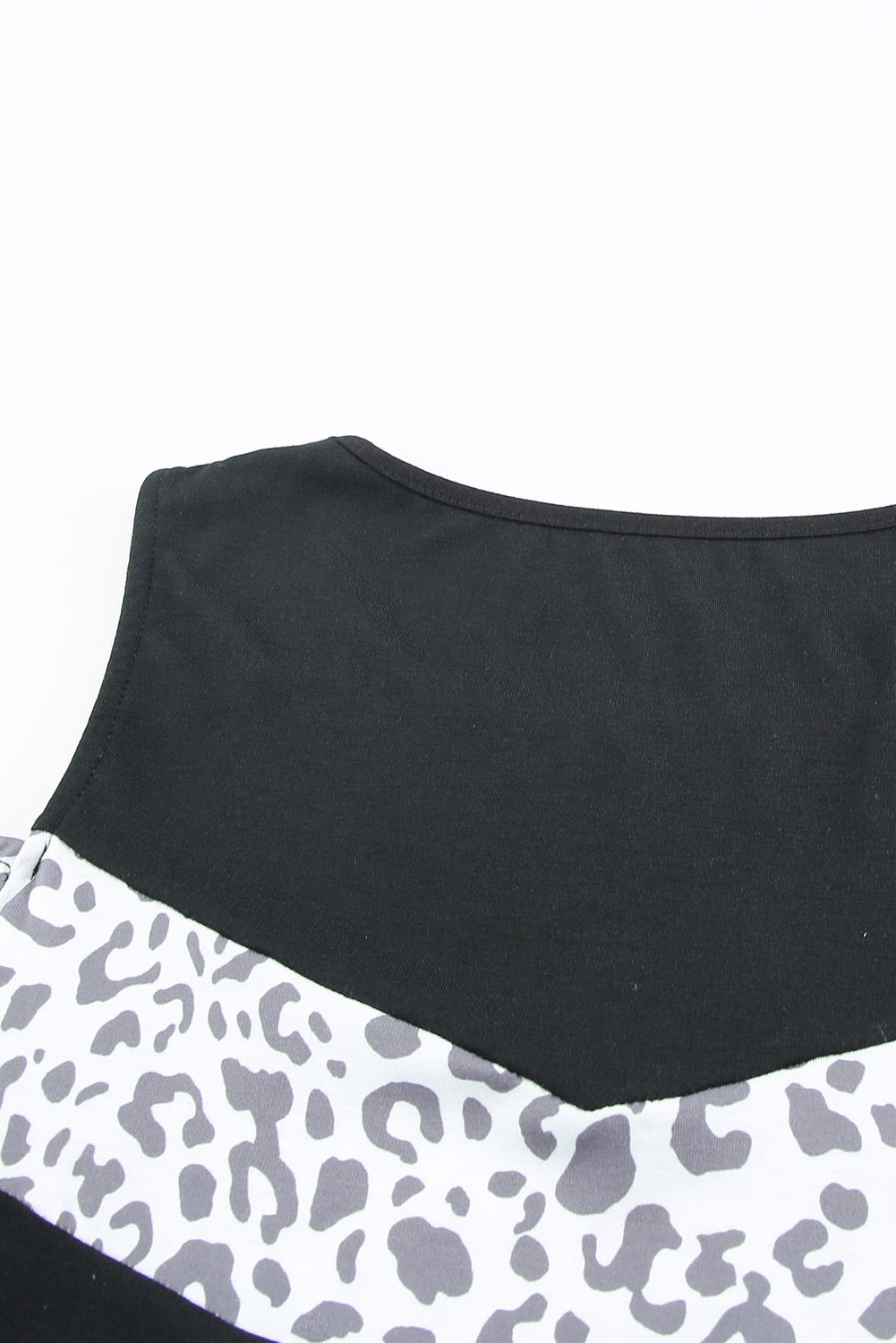 Leopard Patchwork Cold Shoulder Short Sleeve Top