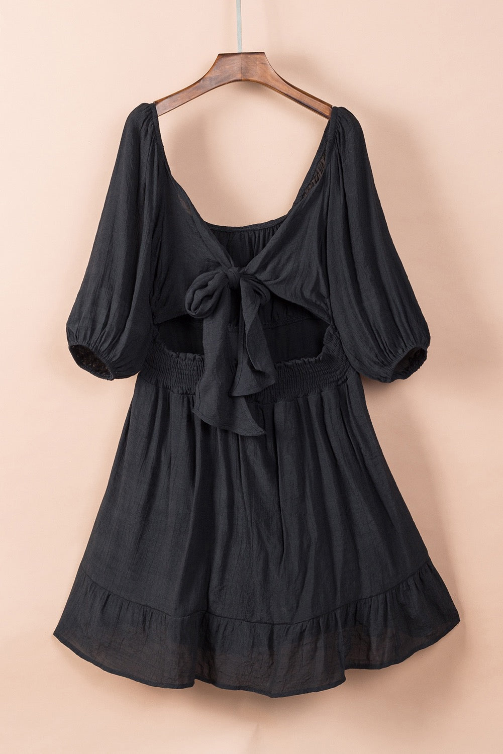 Bow Knot Square Neck Ruffle Dress