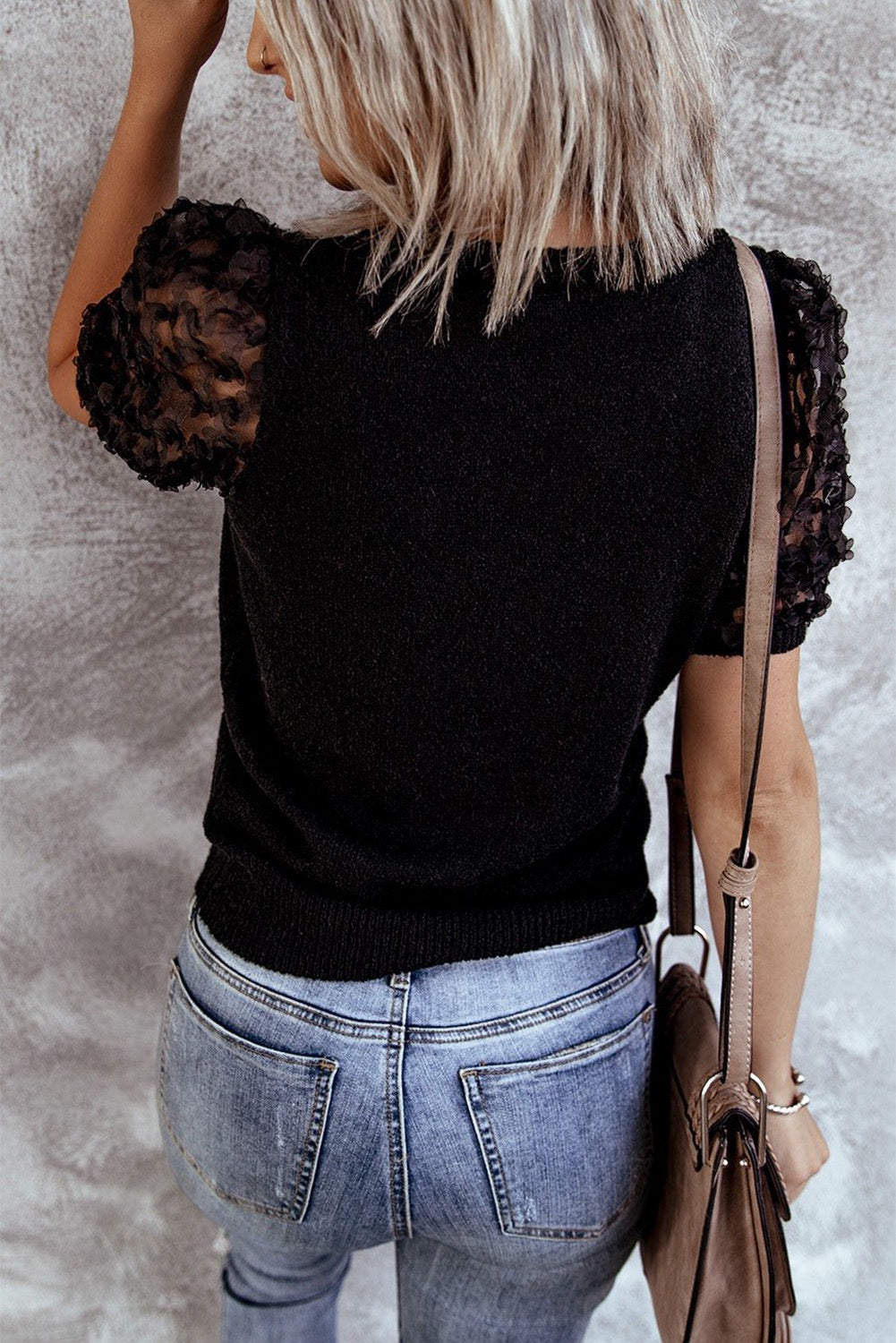 Sheer Sleeve Knit Top