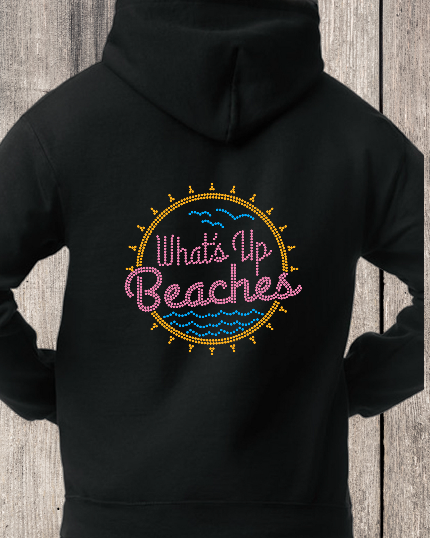 What’s Up Beaches Rhinestone Pullover Hoodie