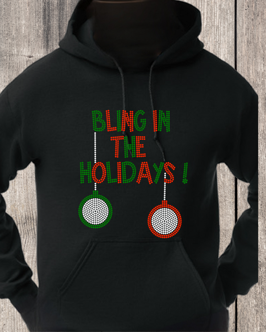 Bling In The Holidays Rhinestone Pullover Hoodie