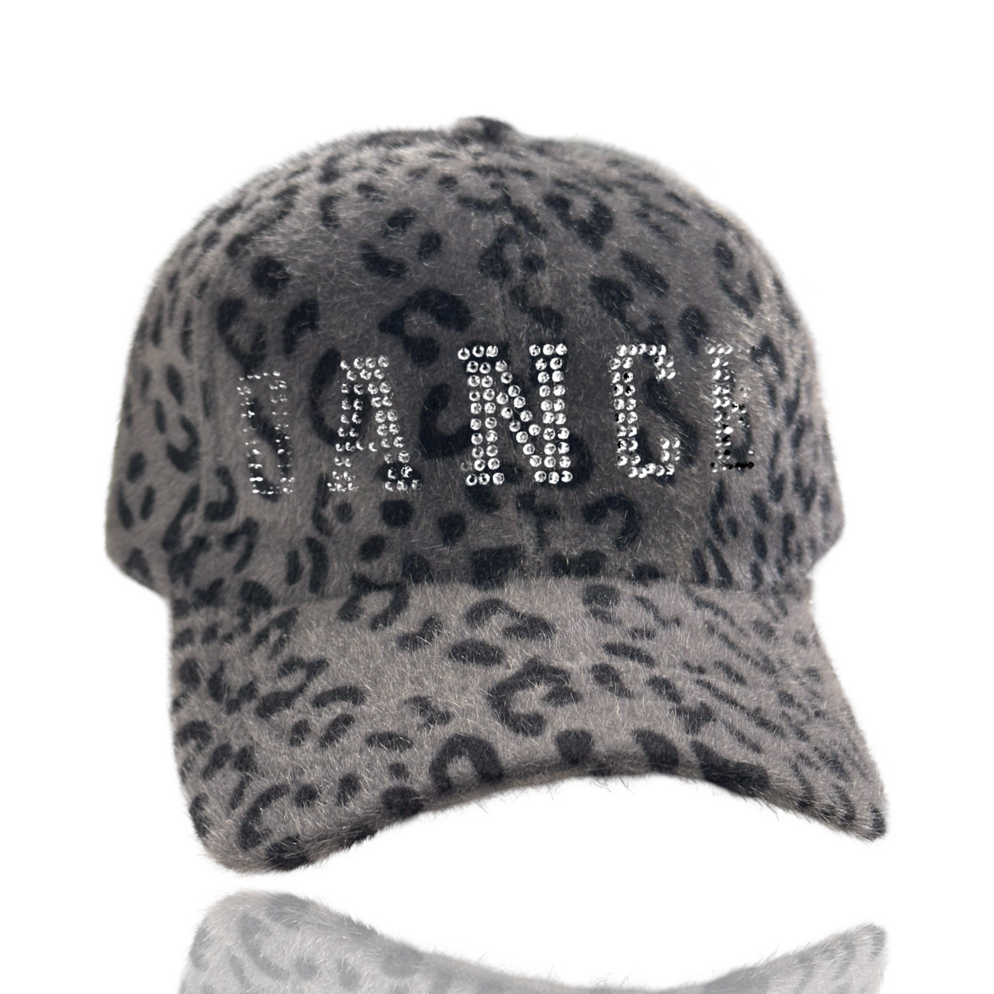 Dance Rhinestone Design Fuzzy Leopard Baseball Cap