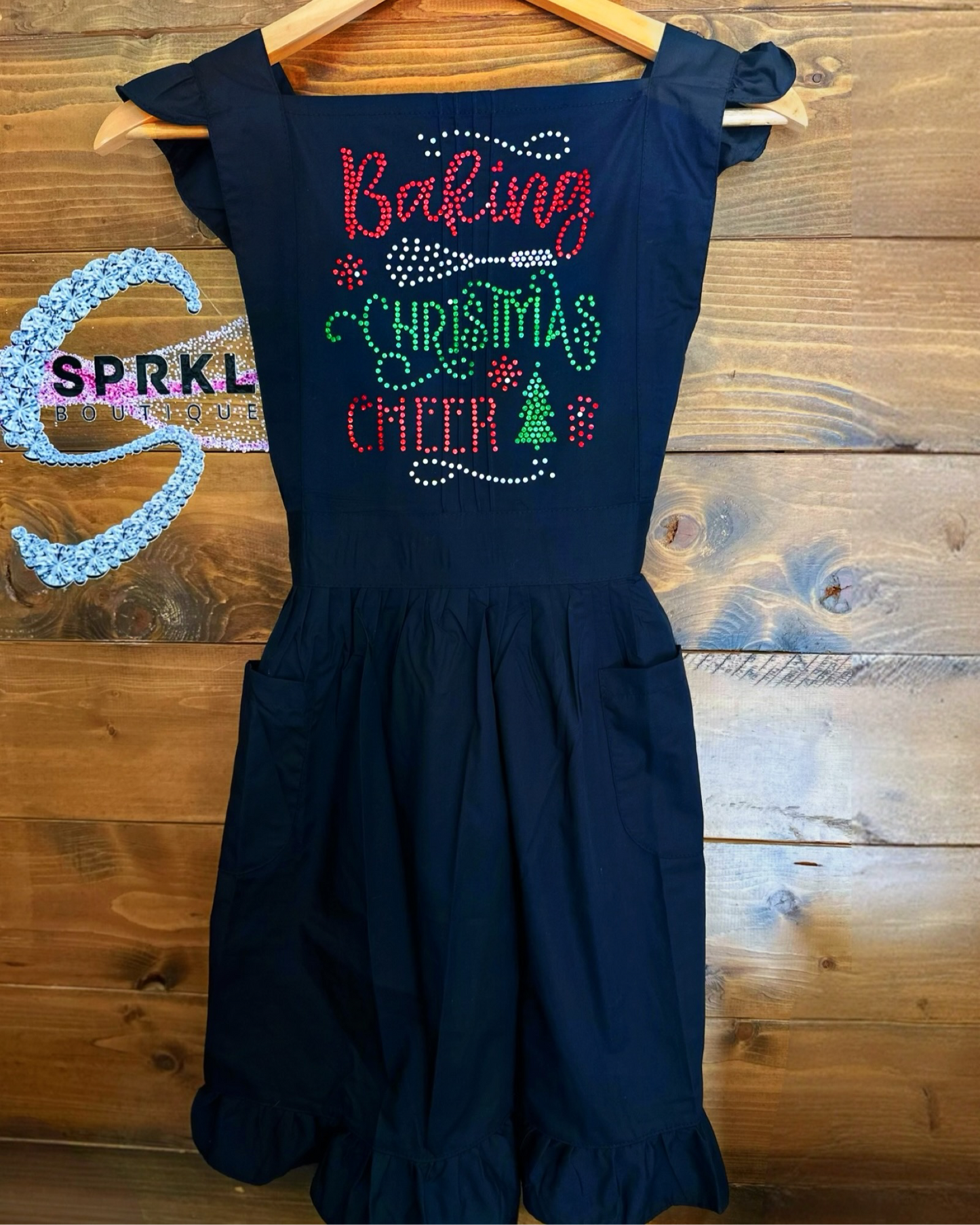 Baking Christmas Cheer Spangle Design Retro Ruffle Apron