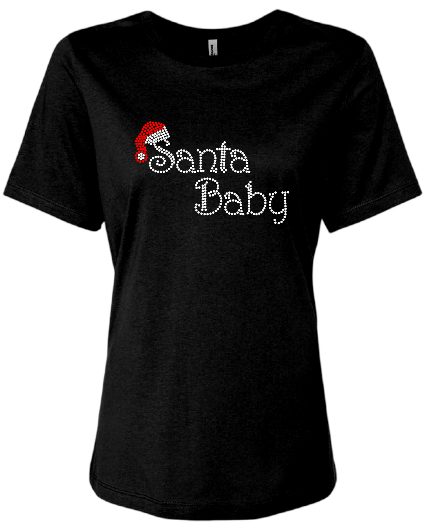 Santa Baby Rhinestone Womens Relaxed Short Sleeve T-Shirt