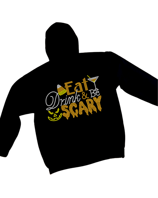 Eat Drink & Be Scary Rhinestone Zip-Up Hoodie