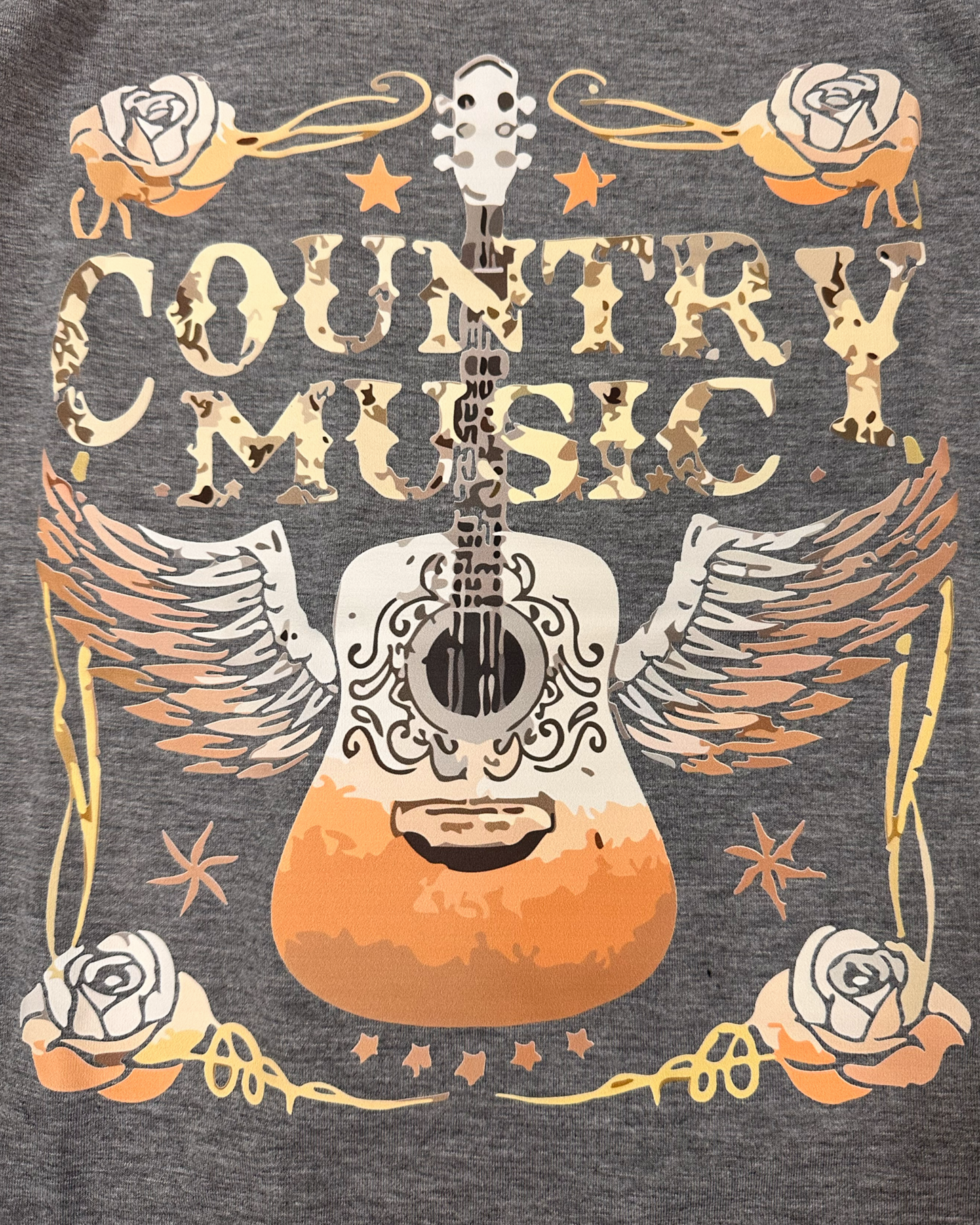 Gray Country Music Graphic T-Shirt