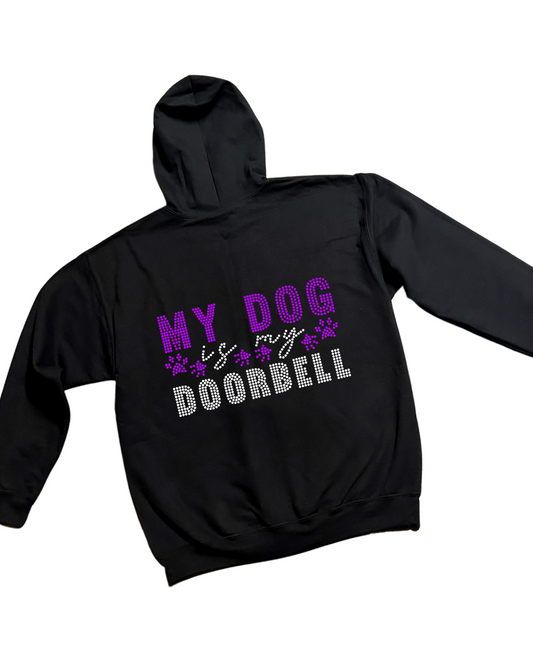 My Dog Is My Doorbell Rhinestone Zip-Up Hoodie