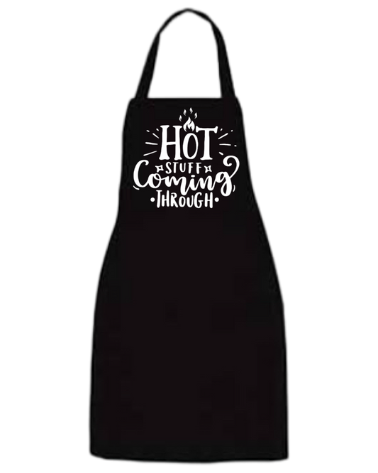 Hot Stuff Coming Through Unisex Black Bib Apron