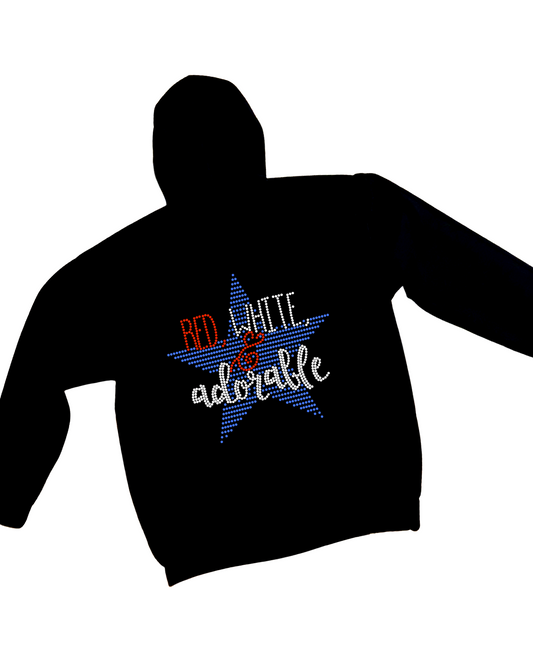 Red, White & Adorable Rhinestone Adult Unisex Zip-up Hoodie