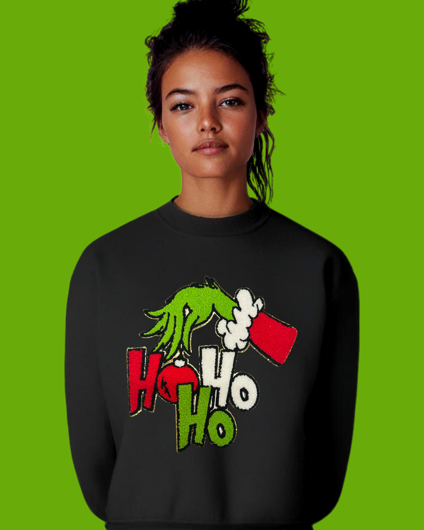 Ho Ho Ho Green Man Chenille Shirt