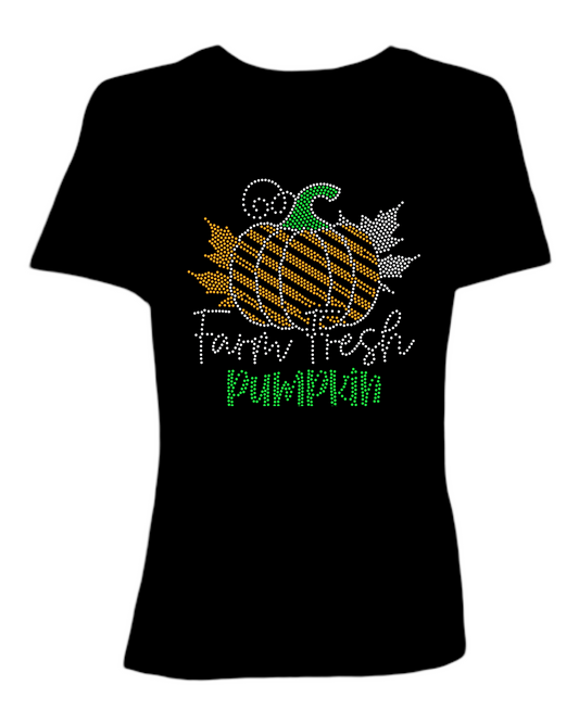 Farm Fresh Pumpkin Spangled Women’s Relaxed Crew Neck T-Shirt