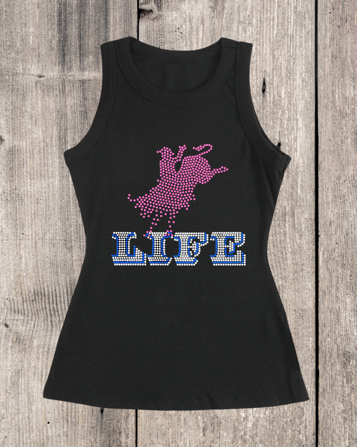 Country Life Rhinestone Ribbed Tank Top