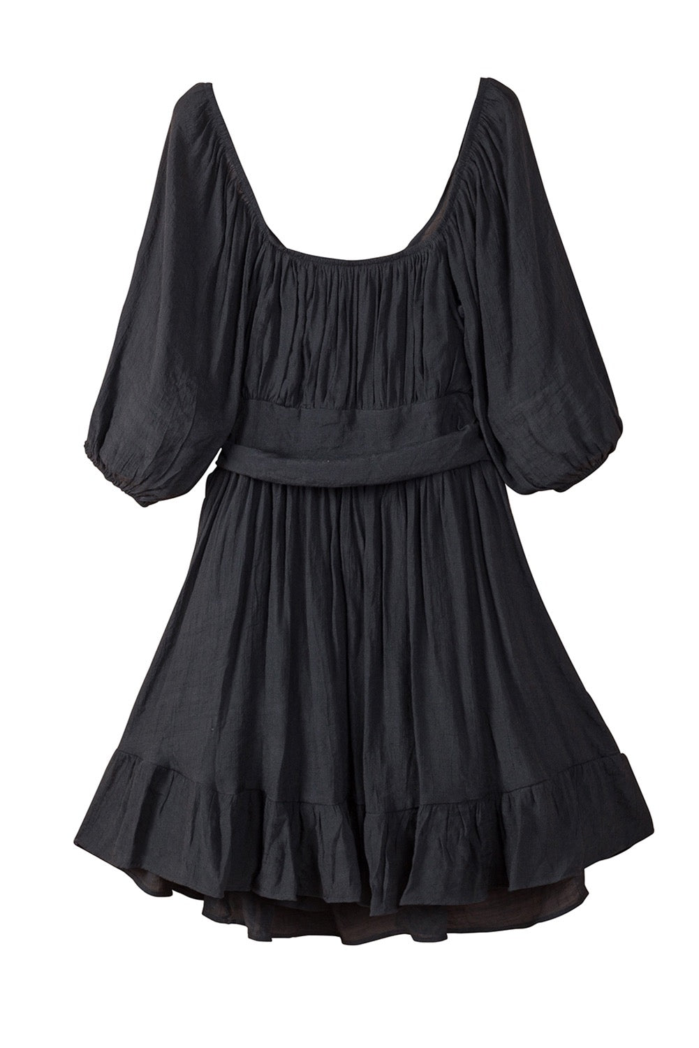 Bow Knot Square Neck Ruffle Dress