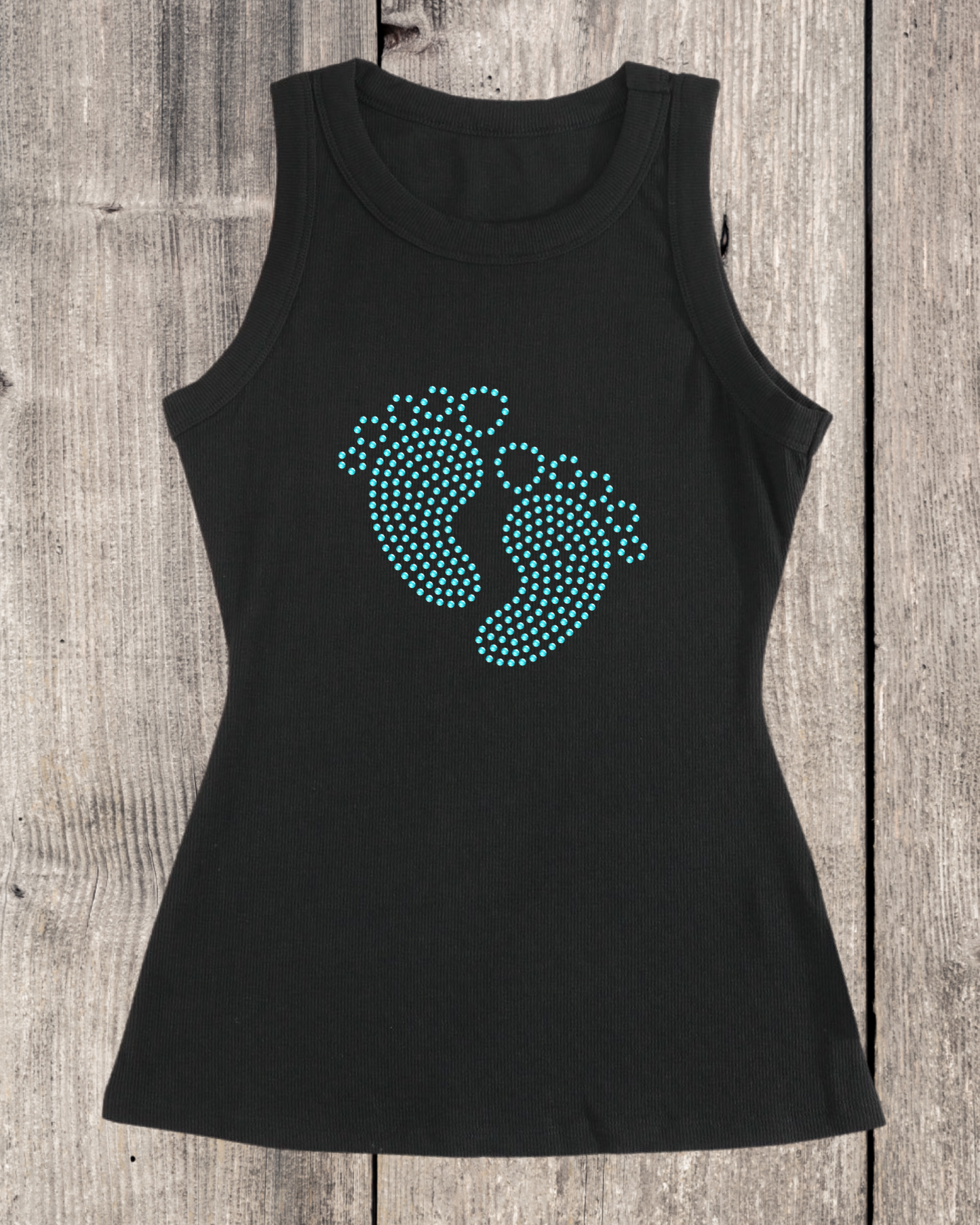 Baby Feet Rhinestone Ribbed Tank Top