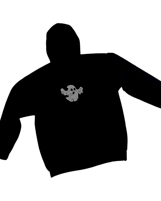 Ghost Rhinestone Zip-Up Hoodie