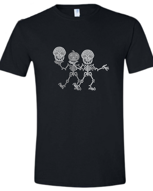 Double Skeleton Around Rhinestone Unisex T-Shirt