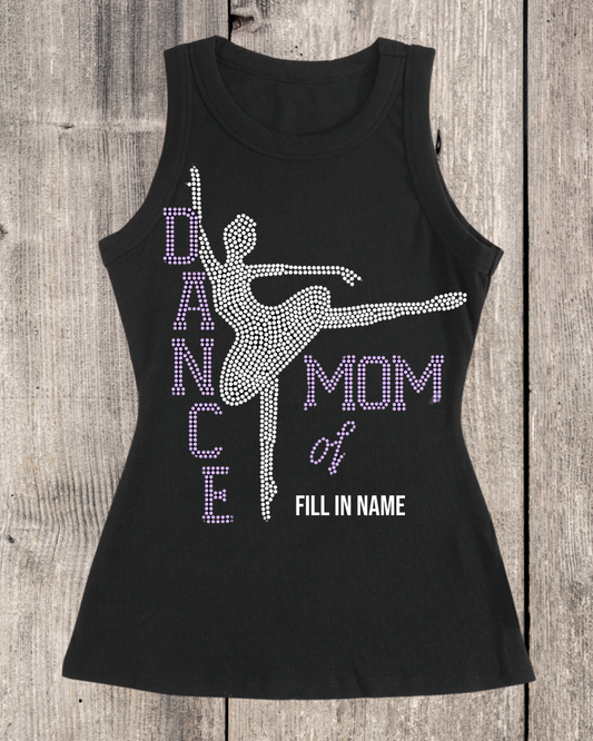 Dance Mom Of Rhinestone Ribbed Tank Top