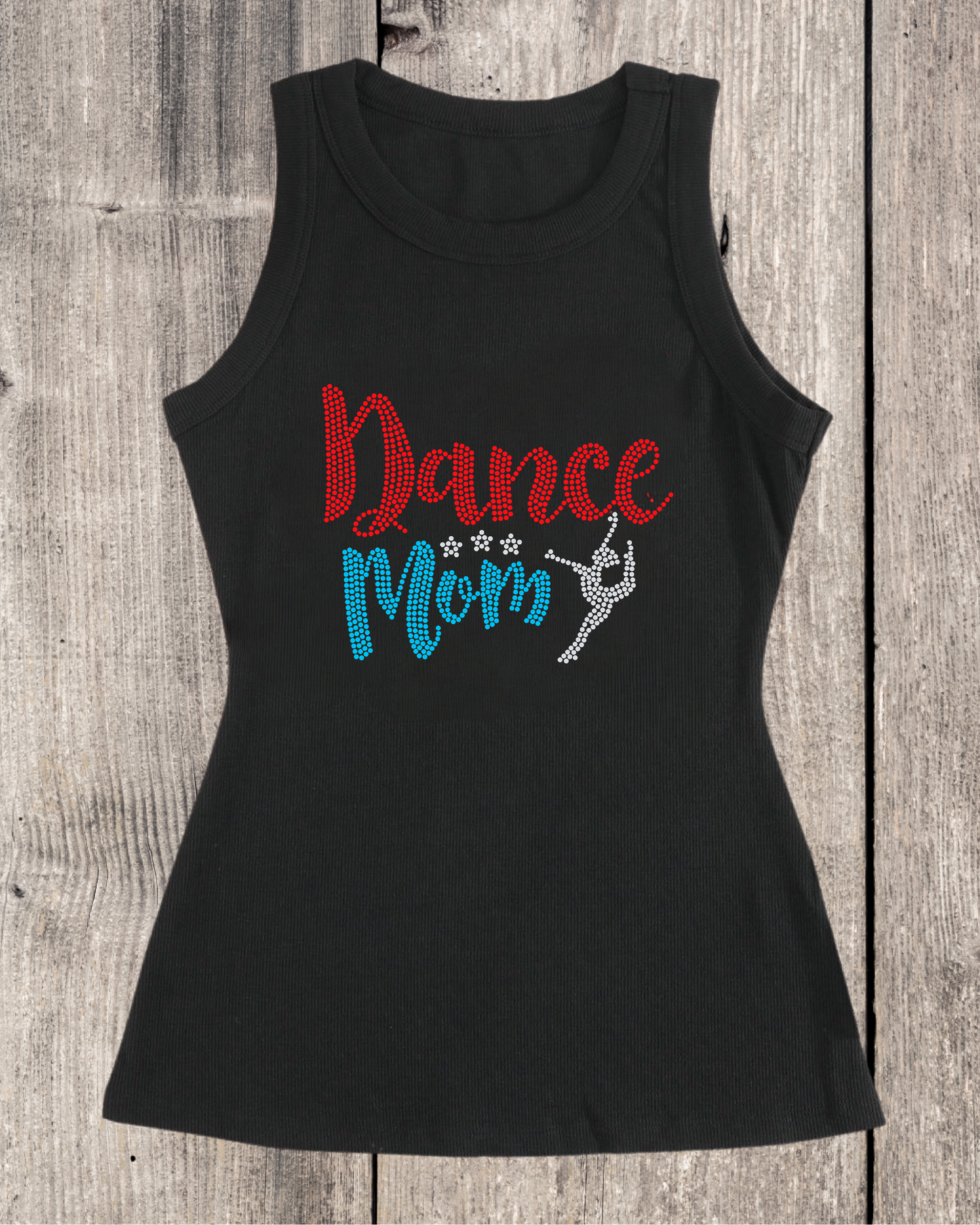 Dance Mom With Dancer Rhinestone Ribbed Tank Top