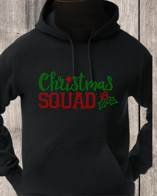 Christmas Squad Rhinestone Pullover Hoodie