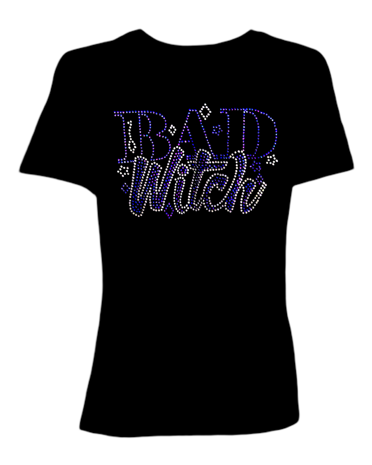 Bad Witch Rhinestone Womens Relaxed Short Sleeve T-Shirt