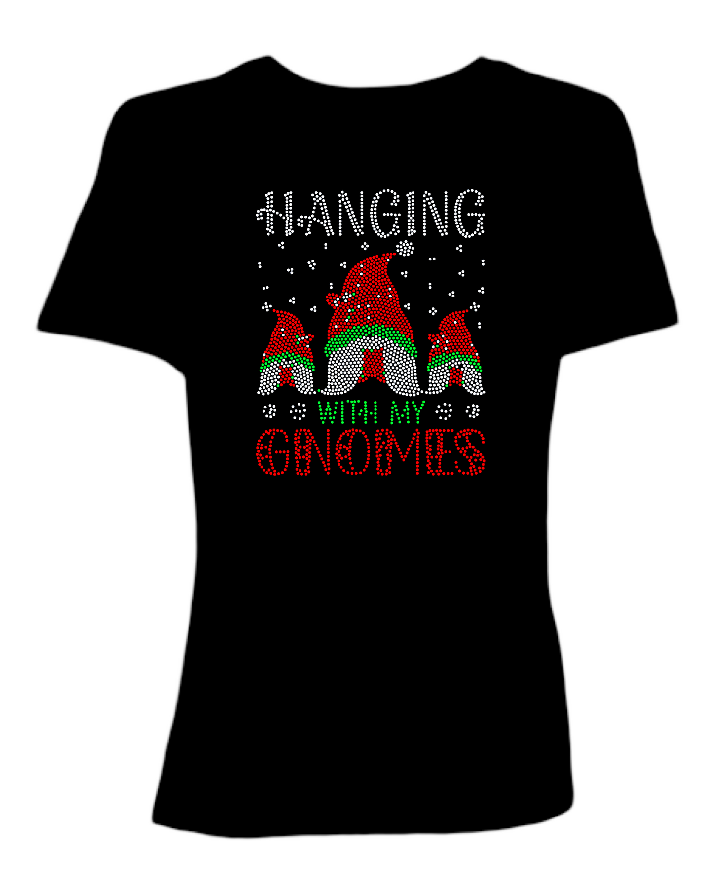 Hangin With My Gnomies Holiday Spangled Women’s Relaxed Crew Neck T-Shirt