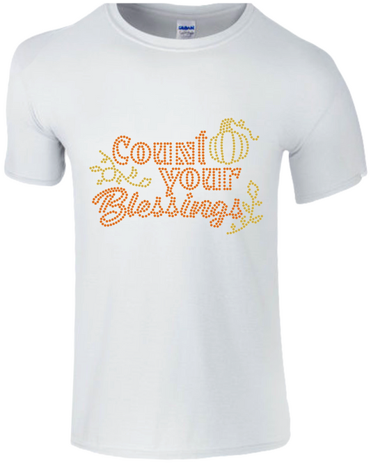 Thankful Holiday Collection Rhinestone Adult Unisex T-Shirt