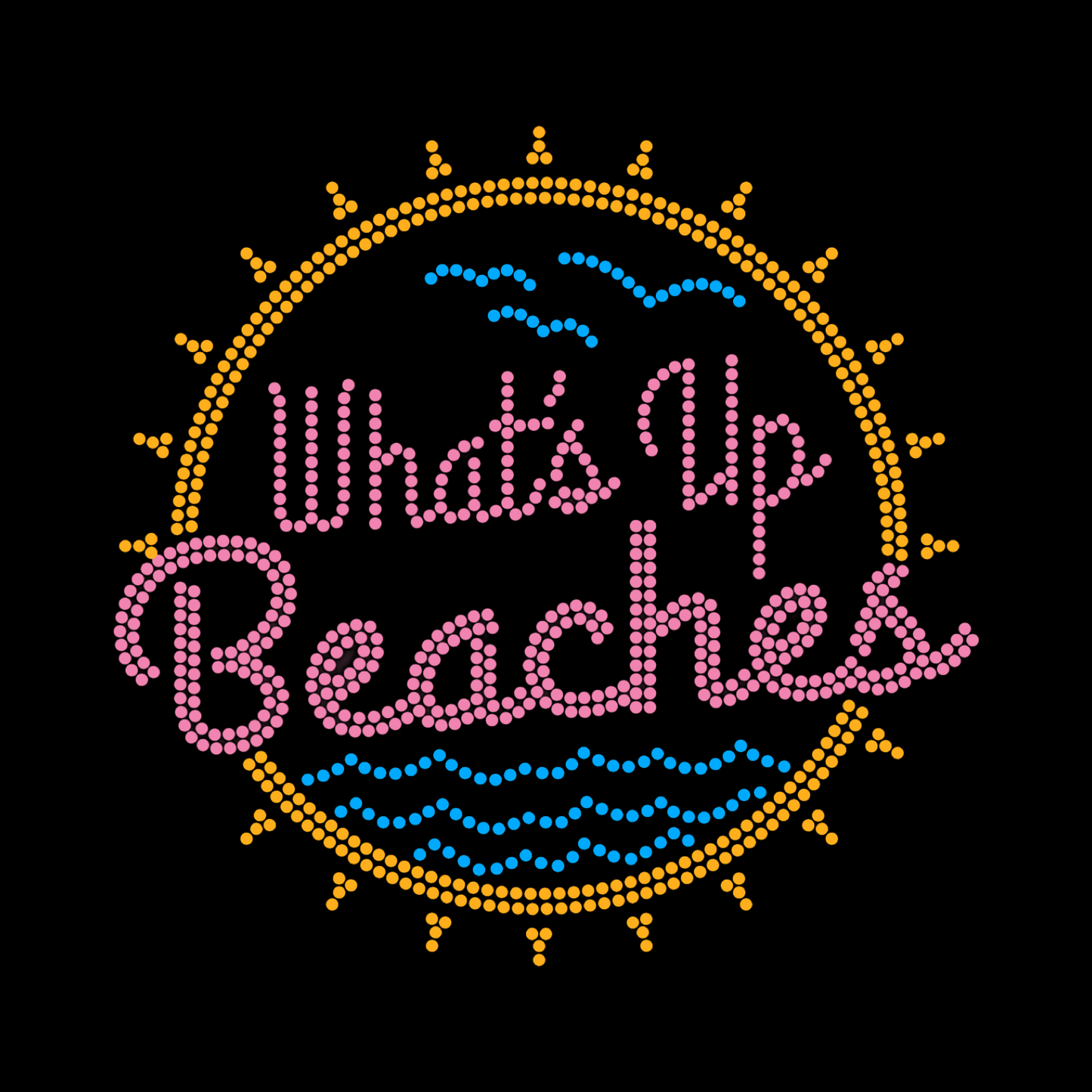 What’s Up Beaches Rhinestone Womens Relaxed Short Sleeve T-Shirt