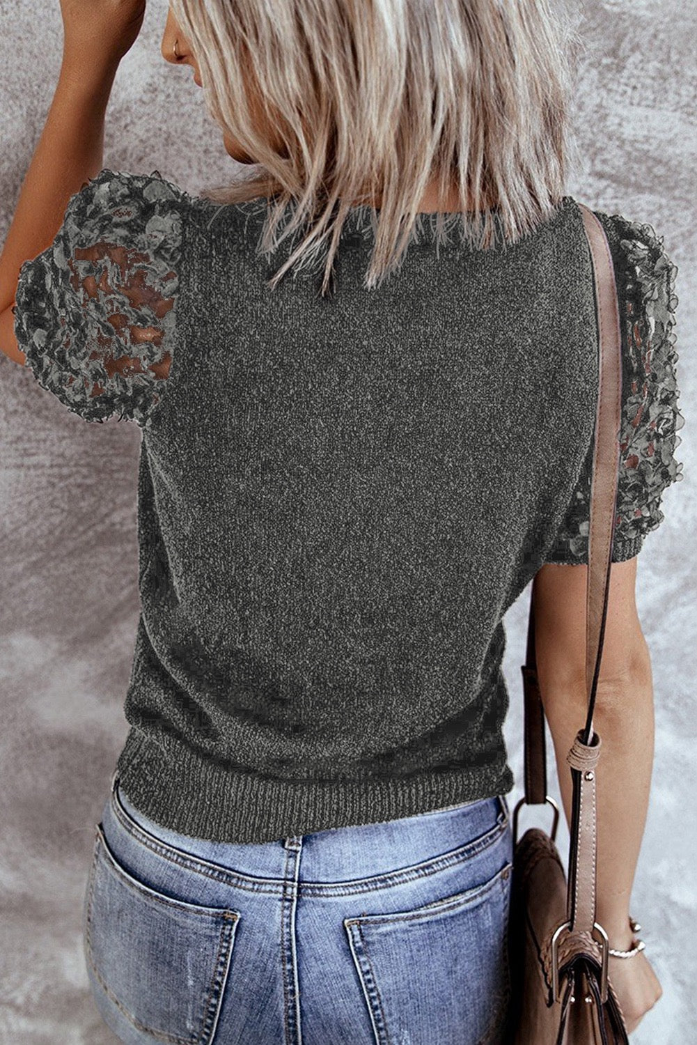 Sheer Sleeve Knit Top