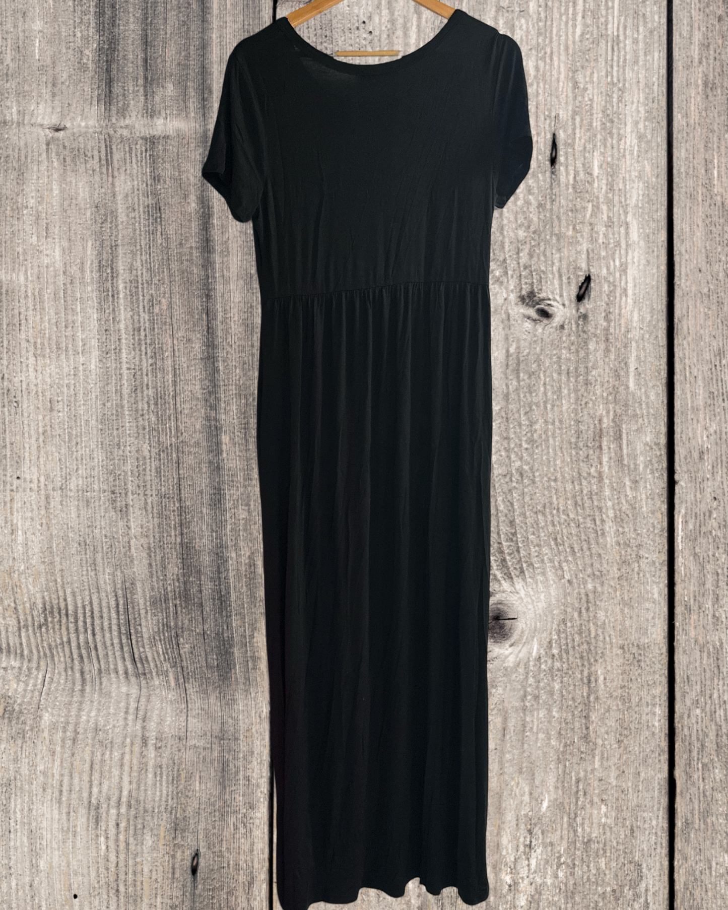 Shop Basic USA Short Sleeve Empire Waist Maxi Dress With Pockets