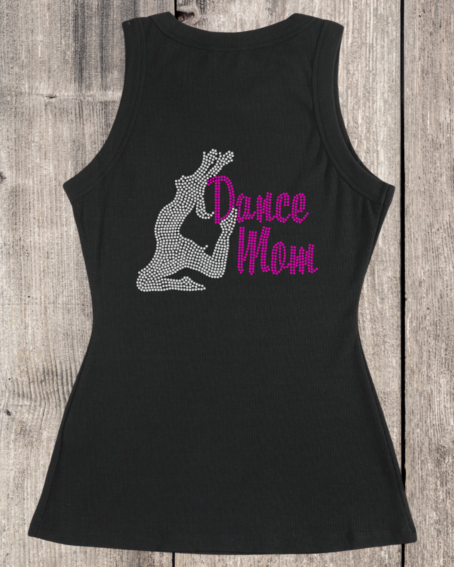 Dance Mom With Dancer Rhinestone Design Ribbed Tank Top