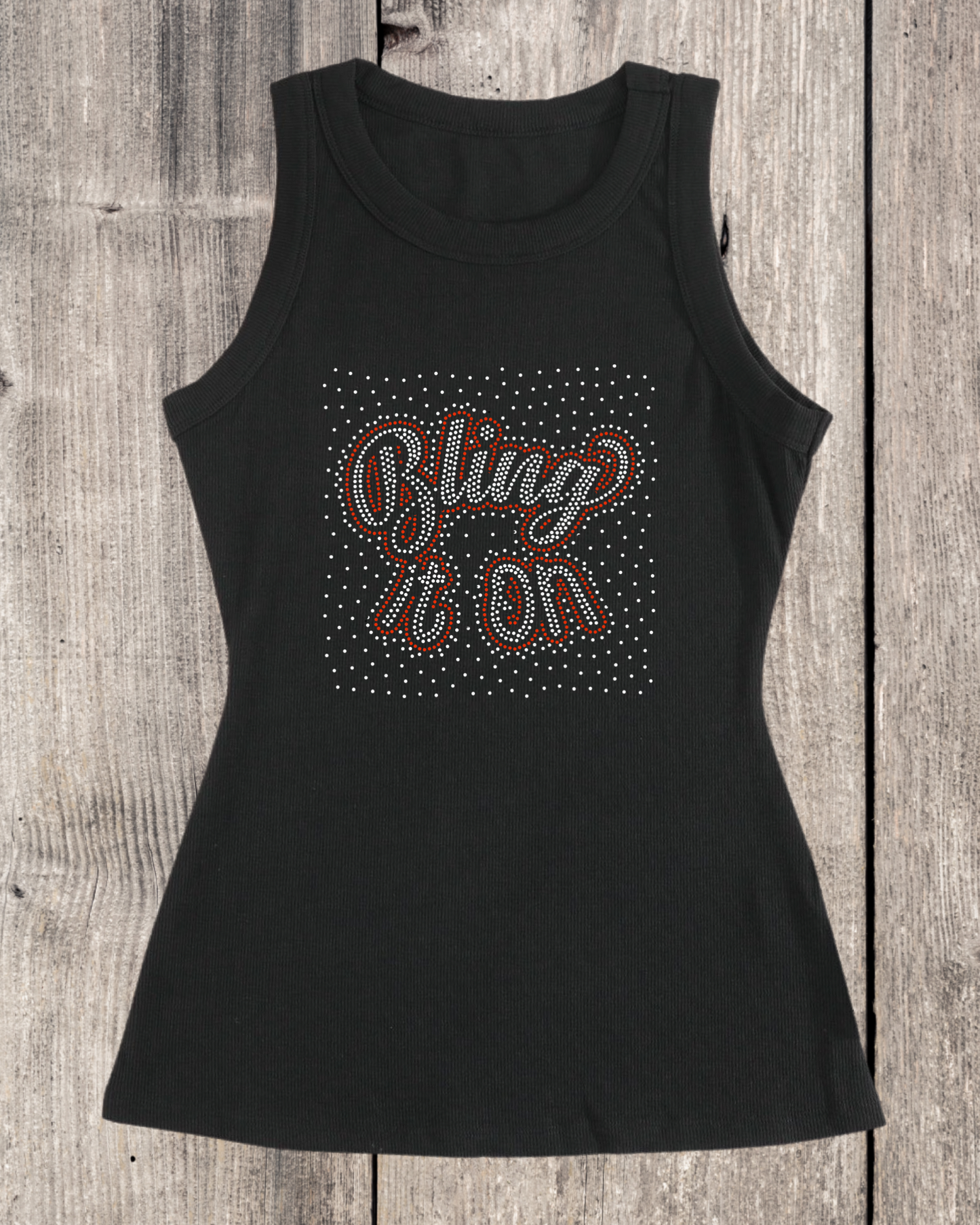 Bling It On Rhinestone Ribbed Tank Top