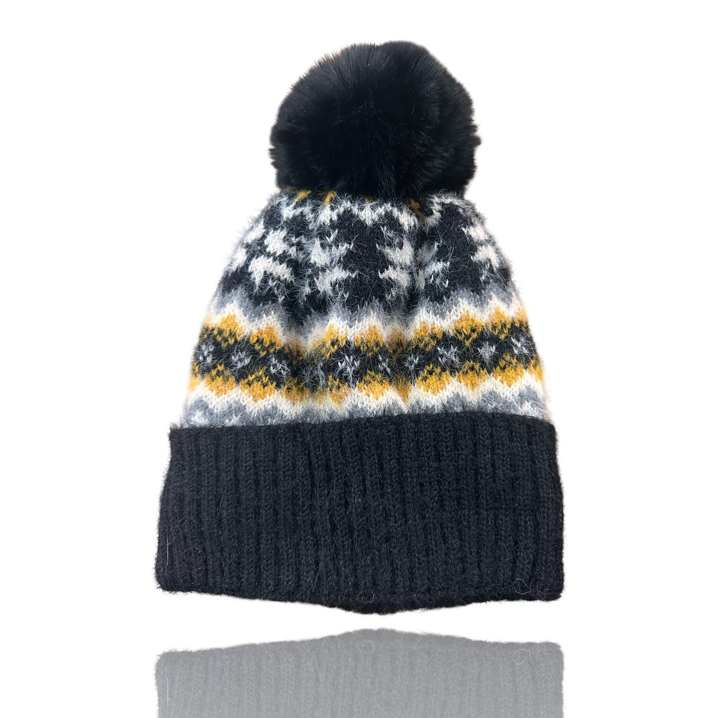 Winter Snowflake Black,Yellow, White Beanie