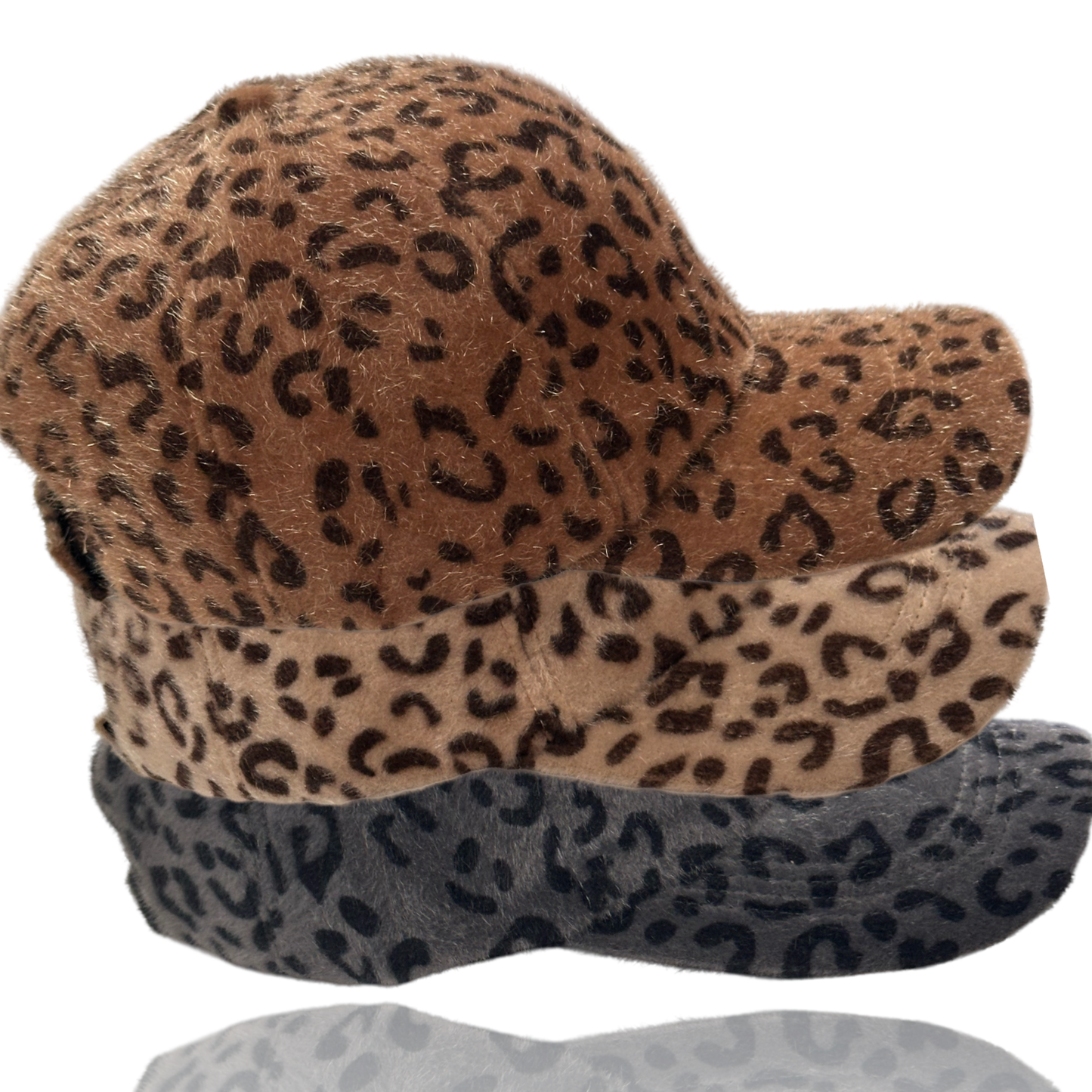 Dance Rhinestone Design Fuzzy Leopard Baseball Cap