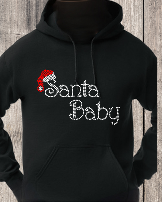 Santa Baby Rhinestone Pullover Hoodie