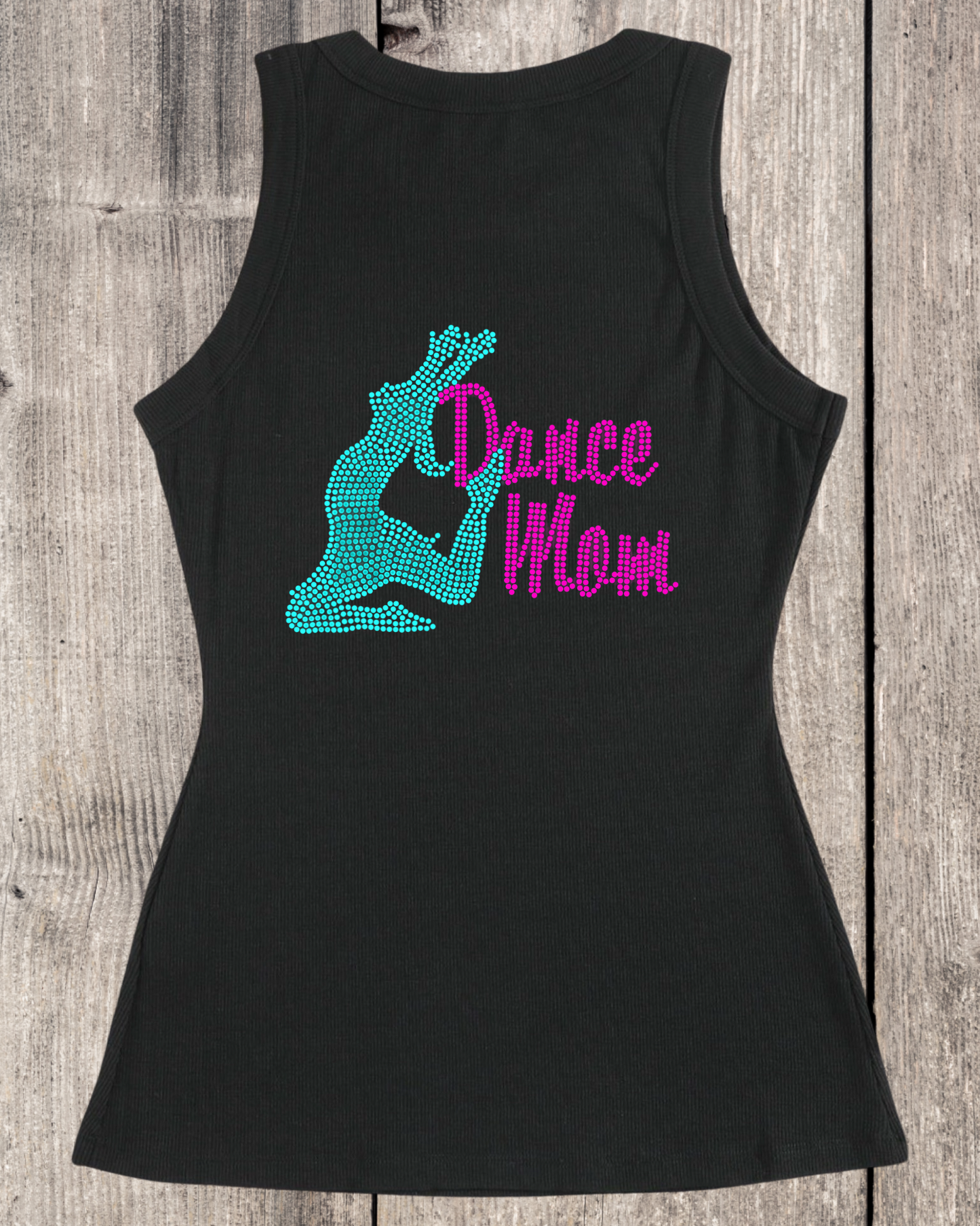 Dance Mom With Dancer Rhinestone Design Ribbed Tank Top